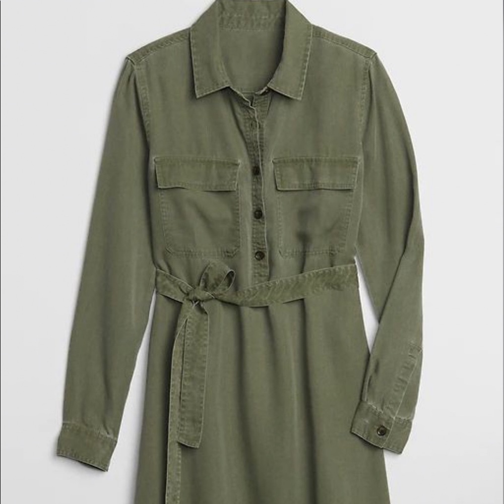 Army green utility shirt dress